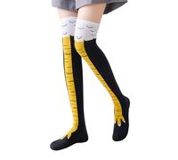 Anrbb Chicken Leg Socks Chaussettes personnalisées amusantes avec pattes de poulet, chaussettes amusantes au-dessus du genou pour homme et femme Costume amusant de pieds de poulet, Jaune, noir.,