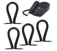 Anrbb Lot de 4 Câbles Téléphoniques Spirale RJ9 de 1 à 3 m, Câble Téléphone Fixe Noir pour Combiné de Téléphone, RJ9 Spirale Remplacement de Cordon Téléphonique de Bureau