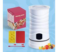 Anrede bonbons gelifies à infuser machine, kit bonbons maison pour gummies, fabrique a bonbon professionnel à mélanger en acier inoxydable, compris 2 moules en silicone, 2 gouttes, 1 bâton de mélange