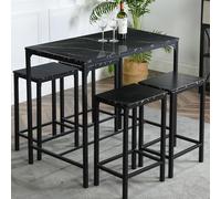 anrekl Ensemble table de repas et chaises, table de bar avec 4 chaises, comptoir de cuisine et de salon, bar, structure en acier, design industriel, table de bar 100x60x90CM, chaise de bar 30x40x65CM