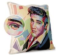 ANRO Housse de Coussin décorative - Motif : Elvis Presley - 45 x 45 cm - sans Rembourrage