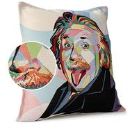 ANRO Housse de coussin décorative pour canapé - Motif Albert Einstein - 45 x 45 cm - Sans rembourrage