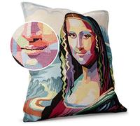 ANRO Housse de coussin décorative pour canapé - Motif tapisserie Mona Lisa - 45 x 45 cm - Sans rembourrage