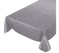 ANRO Nappe de Table en Toile cirée, de Forme Ronde, rectangulaire ou Ovale, 100 x 140cm, Bords découpés, Gris Uni Urban