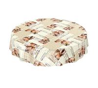 ANRO Nappe de table en toile cirée ronde, motif café et expresso, 140 cm