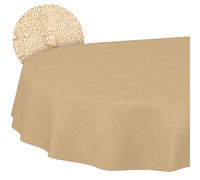 ANRO Nappe de Table Lavable, Aspect Lin, Ovale, 260 x 140 cm, pour l'intérieur et l'extérieur, imperméable, Anti-Taches, Facile d'entretien, Bord coupé