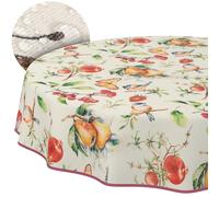 ANRO Nappe en Tissu Lavable, Facile d'entretien, Effet Lotus, résistante à la saleté et à l'eau, pour l'intérieur et l'extérieur, Ronde, 140 cm, avec Ourlet (bordé) Istria
