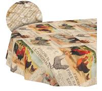 ANRO Nappe en Tissu Lavable, Facile d'entretien, Effet Lotus, résistante à la saleté et à l'eau, pour l'intérieur et l'extérieur, Ovale, 180 x 140 cm, Bord coupé, Ferme