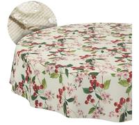 ANRO Nappe en Tissu Lavable, Facile d'entretien, Effet Lotus, résistante à la saleté et à l'eau, pour l'intérieur et l'extérieur, Ronde, 140 cm, Bord coupé, Cerise