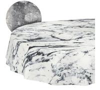 ANRO Nappe en Tissu Lavable, Facile d'entretien, Effet Lotus, résistante à la saleté et à l'eau, pour l'intérieur et l'extérieur, Ovale, 180 x 140 cm, Bord coupé, marbre Noir