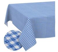 ANRO Nappe en Tissu Textile Lavable - Coton et Polyester - Vichy Blue - 200 x 140 cm - pour l'intérieur et l'extérieur