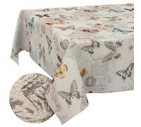ANRO Nappe en Tissu Textile Lavable - en Coton et Polyester - Motif Papillons - 100 x 140 cm - pour l'intérieur et l'extérieur