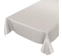 ANRO Nappe en Toile cirée, à Pois, uni, Beige, Bord découpé, 160 x 140 cm