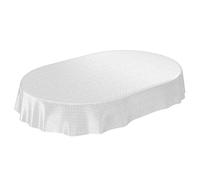 ANRO Nappe en Toile cirée, à Pois, Unie, Grise, Bord découpé, Ovale, 140 x 200 cm