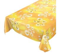 ANRO Nappe en Toile cirée, Camomille, Jaune, Fleurs, Soleil, 140 x 140 cm