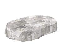ANRO Nappe en toile cirée - Lavable, aspect usé - Style industriel moderne - Ovale - 220 x 140 cm