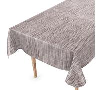 ANRO Nappe en Toile cirée, Lavable, Bord coupé, Aspect Lin, Aspect Textile, Gris, 240 x 140 cm, pour Table de Jardin