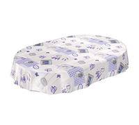 ANRO Nappe en toile cirée lavable, facile d'entretien, motif lavande, style Provence, campagne, ovale, 140 x 200 cm