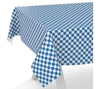ANRO Nappe en toile cirée - Lavable, imperméable - Bord coupé - Classique - Carreaux bleus - 180 x 140 cm