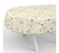 ANRO Nappe en Toile cirée - Lavable, imperméable - Ovale - avec Ourlet (bordée) - Motif Floral Canadien - 160 x 140 cm