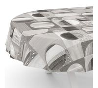 ANRO Nappe en toile cirée - Lavable, imperméable - Ovale - Bord coupé - Motif bois - Patchwork - Gris - 200 x 140 cm