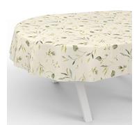 ANRO Nappe en Toile cirée - Lavable, imperméable, Ovale, Bord coupé, Motif Floral Canadien - 220 x 140 cm