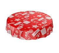 ANRO Nappe en toile cirée lavable, motif de Noël, rouge, 100 cm