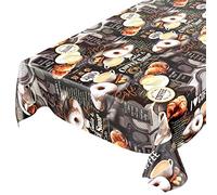 Anro Nappe en Toile cirée Lavable Motif Donuts 240 x 140 cm Gris foncé