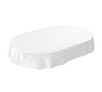 Anro - Nappe en toile cirée lavable - Motif floral uni - Blanc, Toile cirée, Bord de coupe, Oval 140x200cm