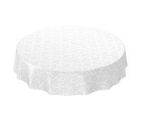 Anro - Nappe en toile cirée lavable - Motif floral uni - Blanc, Toile cirée, Bord de coupe, Rund 140cm