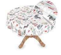 ANRO Nappe en toile cirée lavable - Nappe en plastique - Au mètre - Rectangulaire, ronde, ovale - Pour anniversaire d'enfant - Grise, ronde, 100 cm