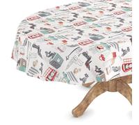 ANRO Nappe en toile cirée lavable - Nappe en plastique - Au mètre - Rectangulaire, ronde, ovale - Pour anniversaire d'enfant - Gris - Ovale - 180 x 140 cm