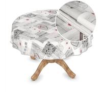 ANRO Nappe en toile cirée lavable - Nappe en toile cirée en plastique - Tissu vendu au mètre - Formes carrées, rondes ou ovales - Motif bois, cœur, amour - Ronde - 120 cm