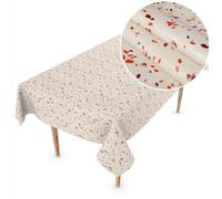 ANRO Nappe en toile cirée lavable, nappe en toile cirée, nappe en plastique, au mètre, rectangulaire, ronde, ovale - Charme - Rouge - 100 x 140 cm