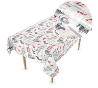 ANRO Nappe en toile cirée lavable Nappe en toile cirée Nappe en plastique Vendu au mètre rectangulaire rond ovale Anniversaire d'enfant Gris 240x140cm