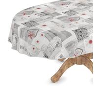 ANRO Nappe en toile cirée lavable Nappe en toile cirée Nappe en plastique Vendue au mètre rectangulaire ronde ovale Bois Amour Cœur Ovale 160 x 140 cm