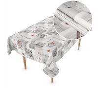 ANRO Nappe en toile cirée lavable Nappe en toile cirée Nappe en plastique Vendue au mètre rectangulaire ronde ovale Bois Amour Cœur 160x140cm