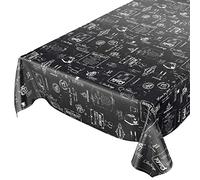 ANRO Nappe en Toile cirée Lavable, Noir, bistrot, rétro, Moderne, 160 x 140 cm