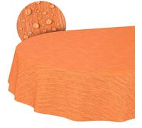 Nappe en Toile cirée, Lavable, Ovale, Bord coupé, Aspect Textile, Rouge, 140 x 240 cm, pour Table de Jardin