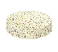 ANRO Nappe en Toile cirée Lavable - pour Anniversaire d’Enfant - Motif Animaux - Vert Clair - Ronde -120 cm