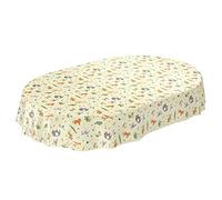 ANRO Nappe en Toile cirée Lavable pour Enfant - Motif Animaux - Vert Clair - Ovale - 180 x 140 cm