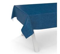 ANRO Nappe en toile cirée - Lavable, pour table de jardin, de forme ronde, ovale ou rectangulaire, 160 x 140 cm, bord coupé, marbre bleu