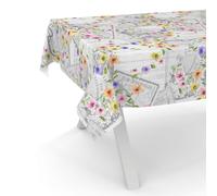ANRO Nappe en toile cirée lavable, pour table de jardin, de forme ronde, ovale ou rectangulaire, 160 x 140 cm, bord coupé, motif floral