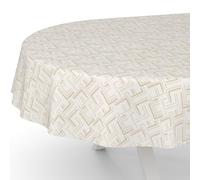 ANRO Nappe en toile cirée lavable, pour table de jardin, de forme ronde, ovale ou rectangulaire, motif labyrinthe moderne, ovale, 200 x 140 cm, bord coupé