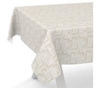 ANRO Nappe en toile cirée lavable, pour table de jardin, de forme ronde, ovale ou rectangulaire, motif labyrinthe moderne, 160 x 100 cm, bord coupé