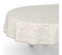 ANRO Nappe en toile cirée lavable, pour table de jardin, de forme ronde, ovale ou rectangulaire, motif labyrinthe moderne, ovale, 220 x 140 cm, avec ourlet (bordée)