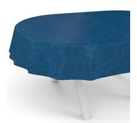 ANRO Nappe en toile cirée lavable, pour table de jardin, de forme ronde, ovale ou rectangulaire, ovale, bord coupé, motif marbré bleu, 180 x 140 cm