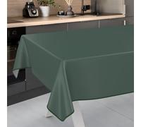 ANRO Nappe en Toile cirée Lavable, pour Table de Jardin, extérieur et intérieur, 200 x 140 cm, avec Ourlet, Vert Sapin