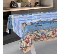 ANRO Nappe en Toile cirée Lavable, pour Table de Jardin, extérieur et intérieur, 200 x 140 cm, Bord coupé, Motif de pêcheur