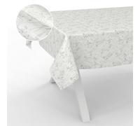 ANRO Nappe en Toile cirée Lavable, pour Table de Jardin, extérieur et intérieur, Bord coupé, Motif Feuilles, Grise, 220 x 140 cm